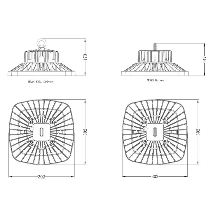 Square Shape UFO LED HighBay 100W 3