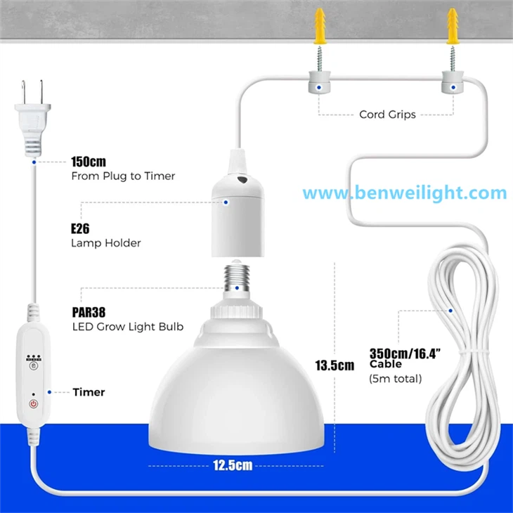 25W Full Spectrum 5000K Pendant LED Grow Light With Timer Function best