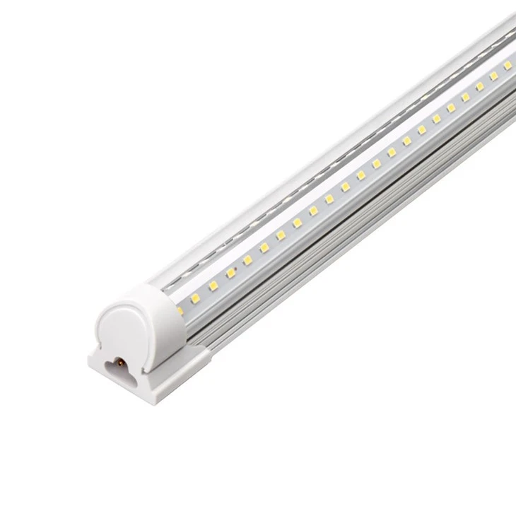 Đèn tuýp LED có thể liên kết — Hình chữ V{0}}có nắp trong suốt — 8 chân, 72W, 9000 Lumens, 5000K Ánh sáng ban ngày — Đèn LED cửa hàng T8 có phích cắm