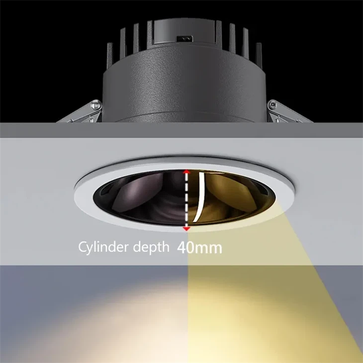 Recessed LED Downlight – 7-40W Anti-Glare, Die-Cast Aluminum For Commercial Use